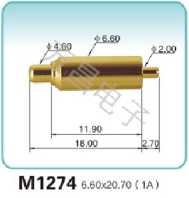 M1274 6.60x20.70(1A)彈簧頂針 pogopin   探針  磁吸式彈簧針